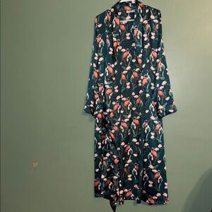 Unique Their Nibs Flamingo and Floral satin-style dressing robe or duster